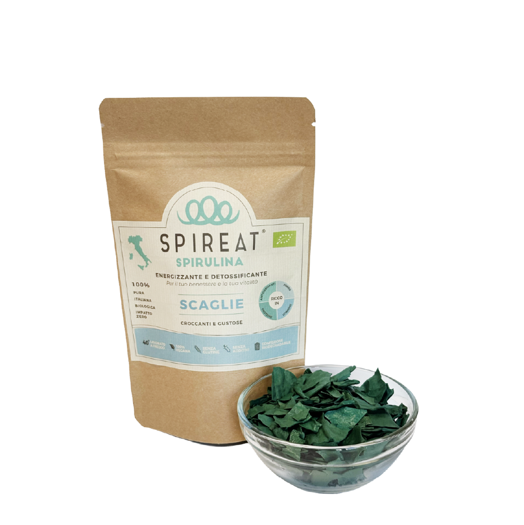 Spireat Spirulina Italiana Biologica Scaglie 100g pura raw