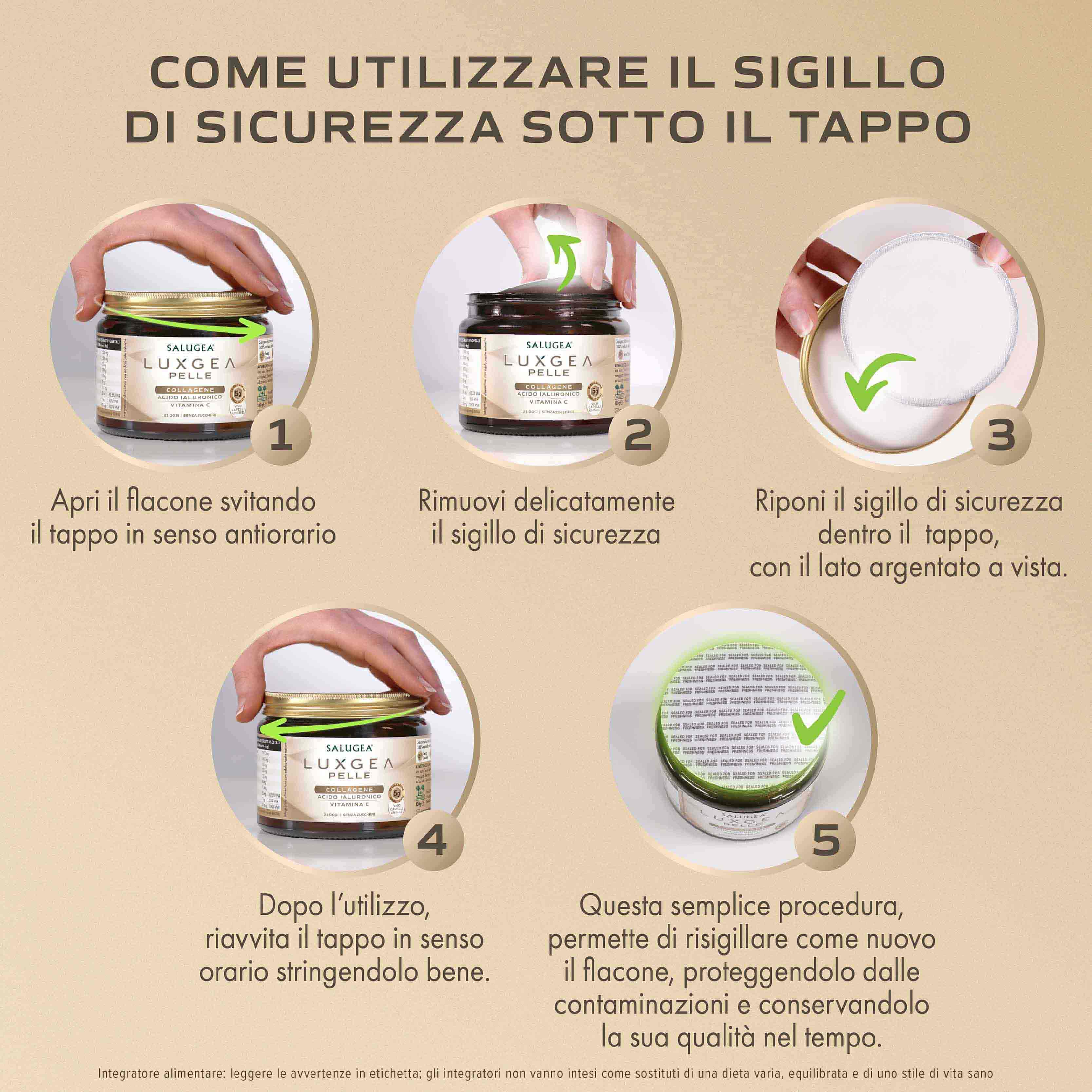 Salugea LuxGea Pelle collagene da bere polvere 21 dosi