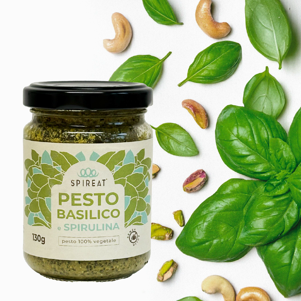 Spireat Pesto Vegano con spirulina basilico fresco vasetto