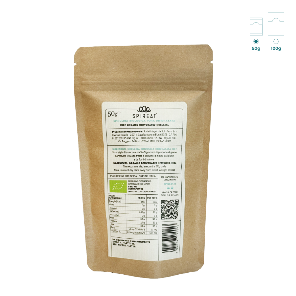 Spireat Spirulina Italiana Biologica polvere 50 g pura