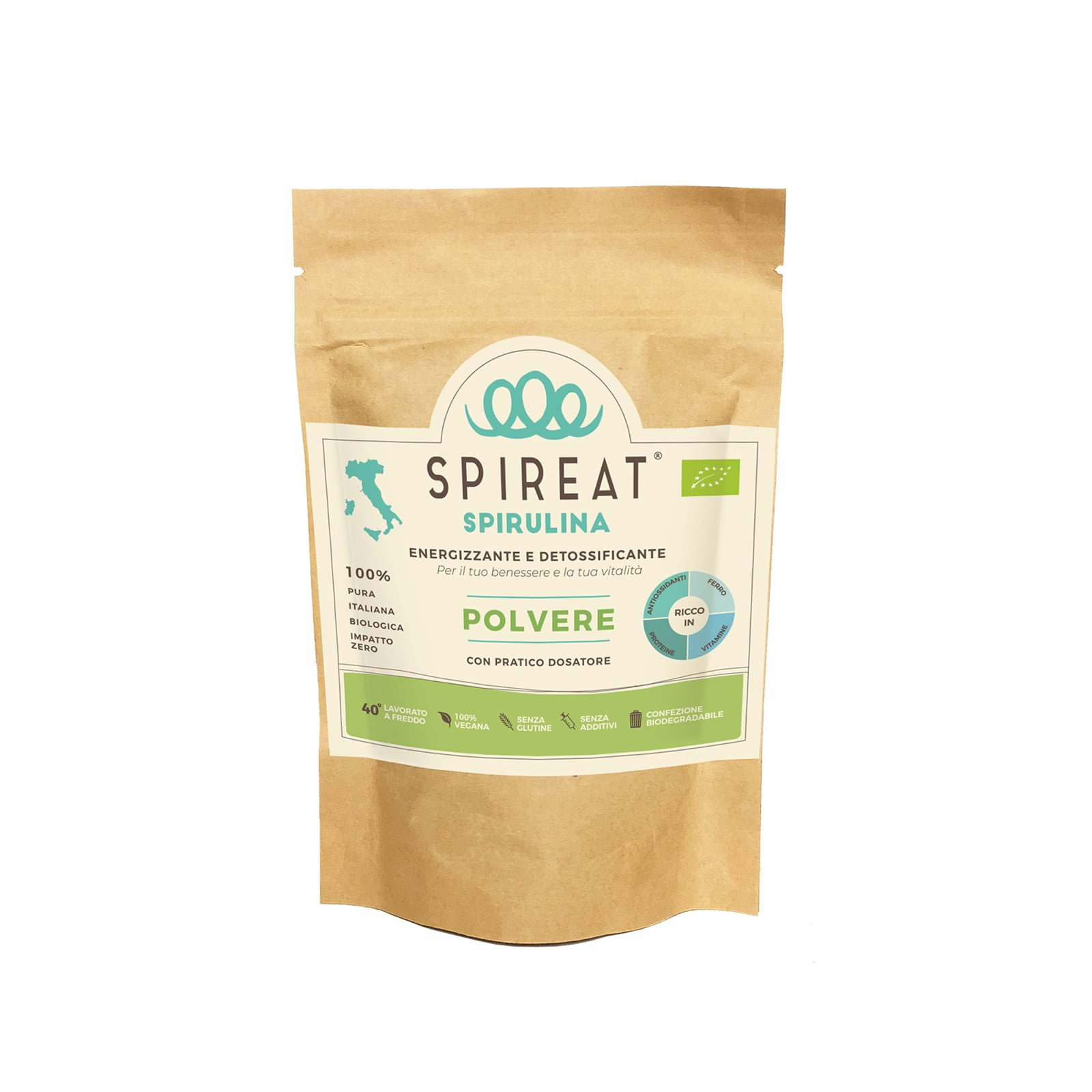 Spireat Spirulina Italiana Biologica Pura polvere bio 50 g energia