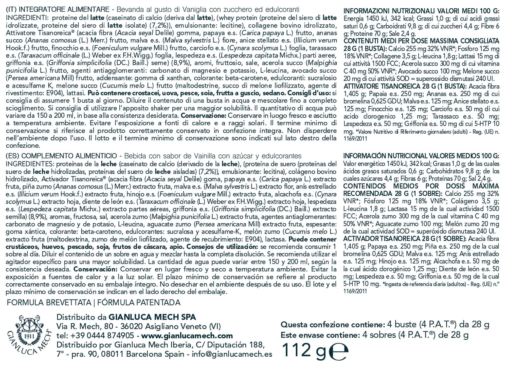 Gianluca Mech Tisanoreica Bevanda Vaniglia 112g 4 bustine keto