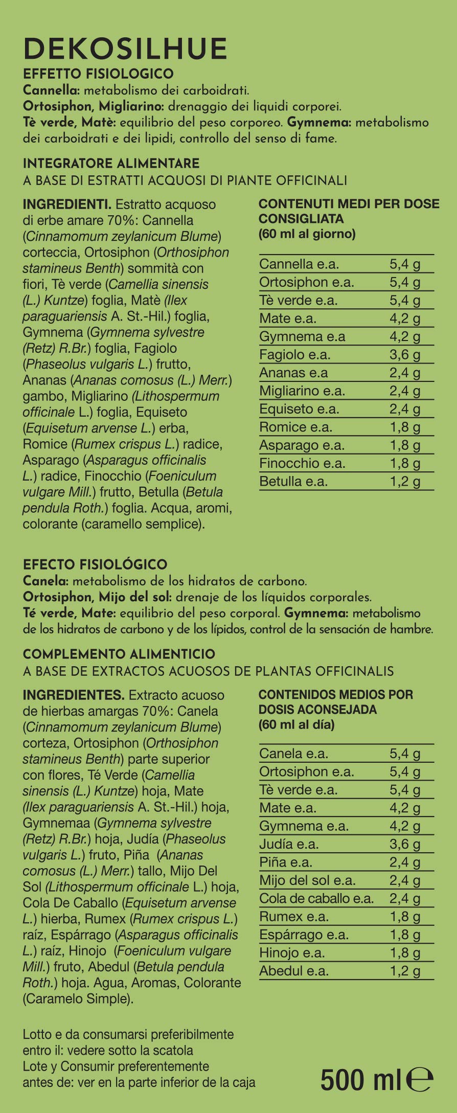 Gianluca Mech Decottopia Dekosilhue integratore cannella 500 ml