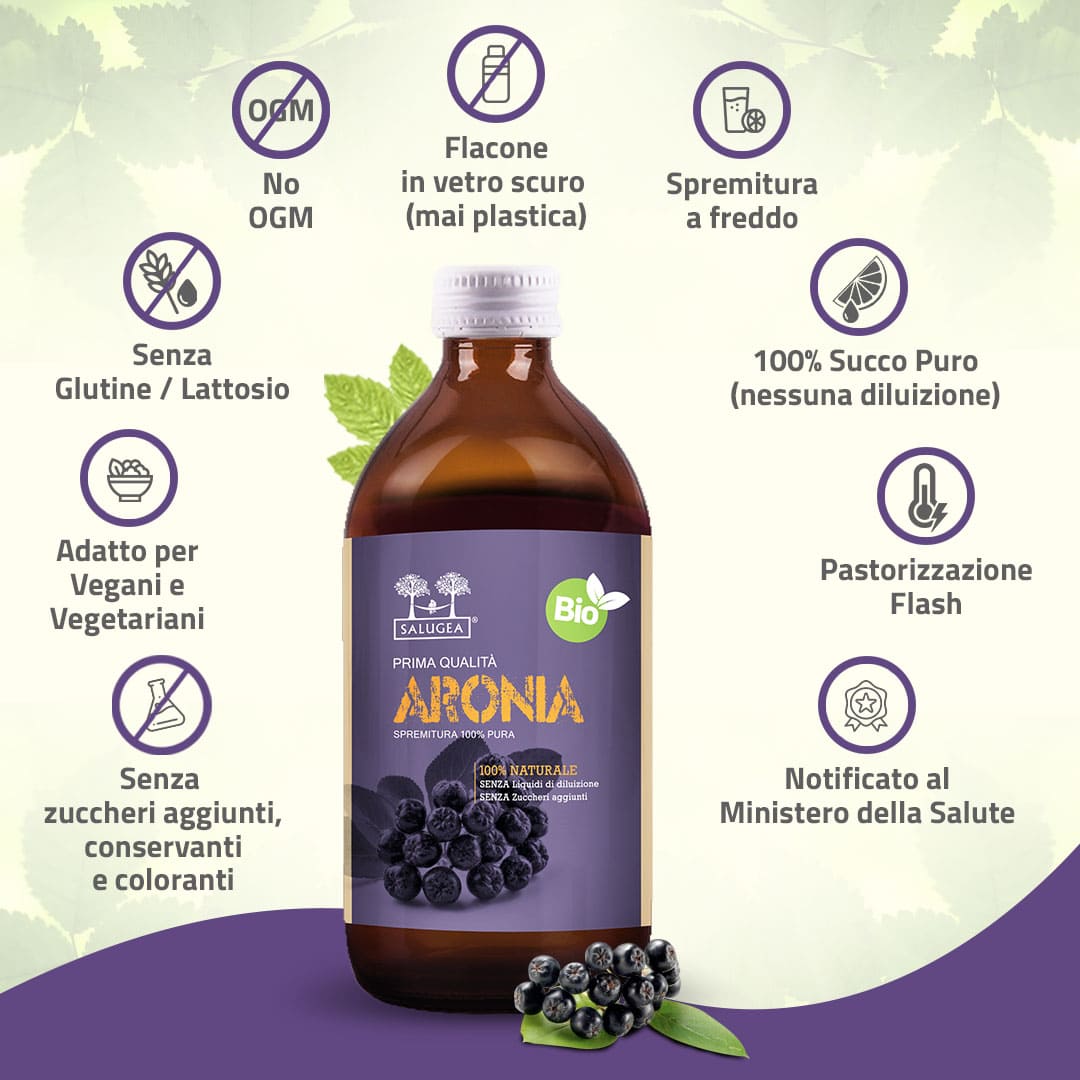 Salugea Succo di Aronia Bio succo antiossidante 1 flacone