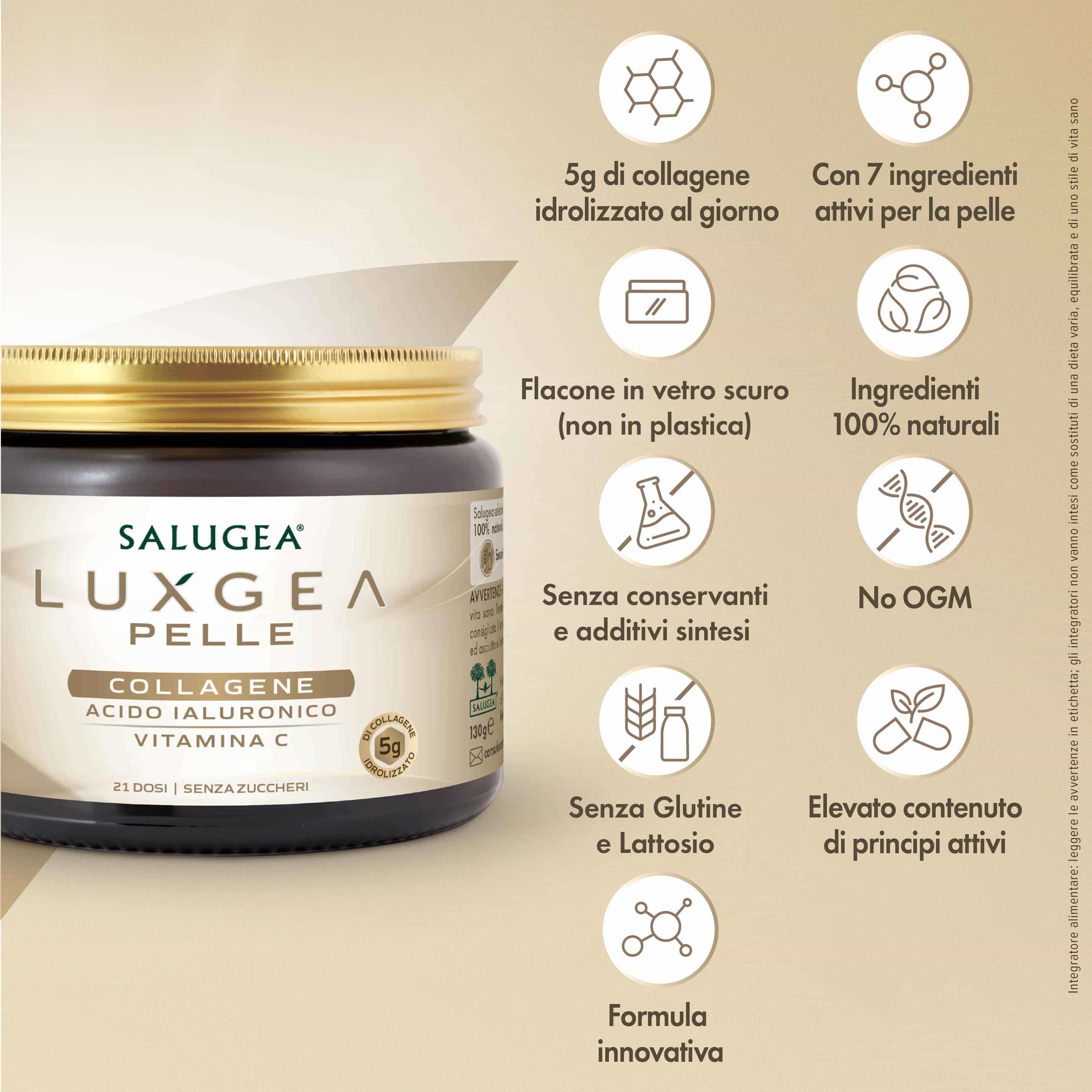 Salugea LuxGea Pelle collagene da bere polvere 21 dosi