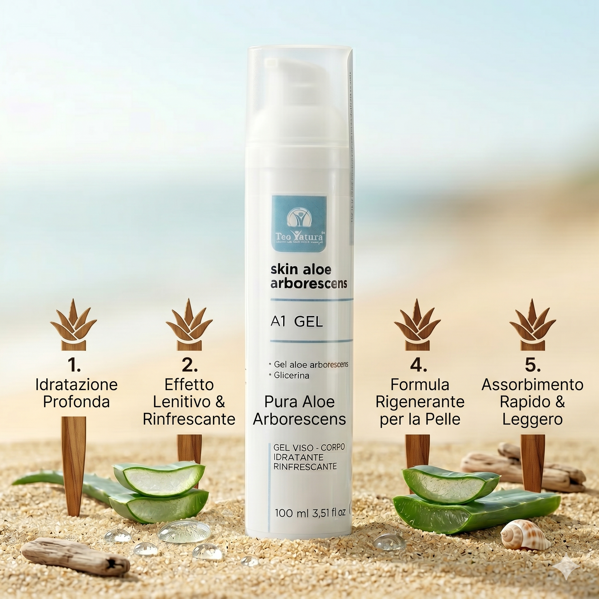 Teo Natura Skin Care A1 Gel viso corpo aloe 100 ml