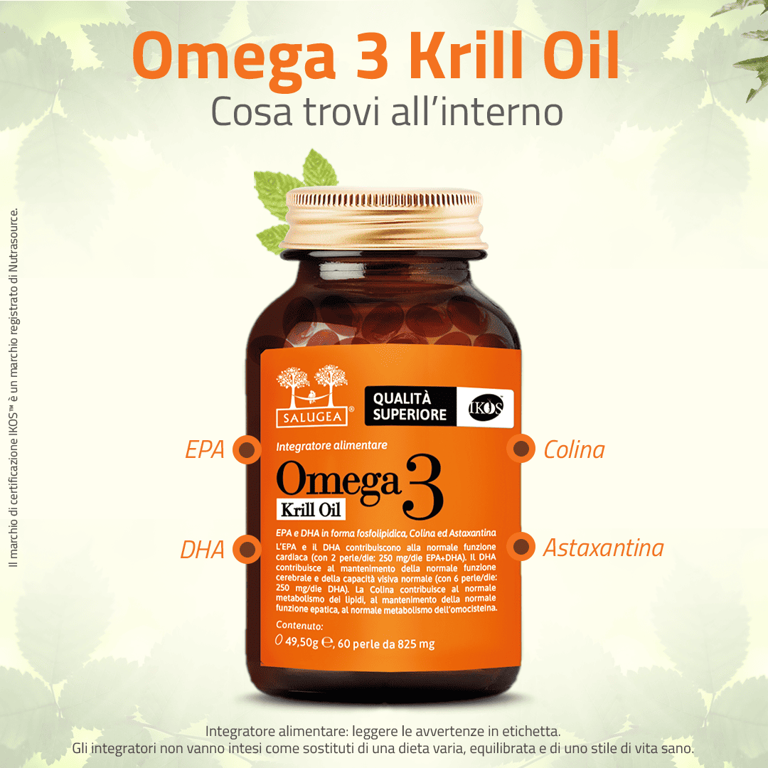 Salugea Omega 3 Krill Oil integratore cuore 1 confezione EPA DHA