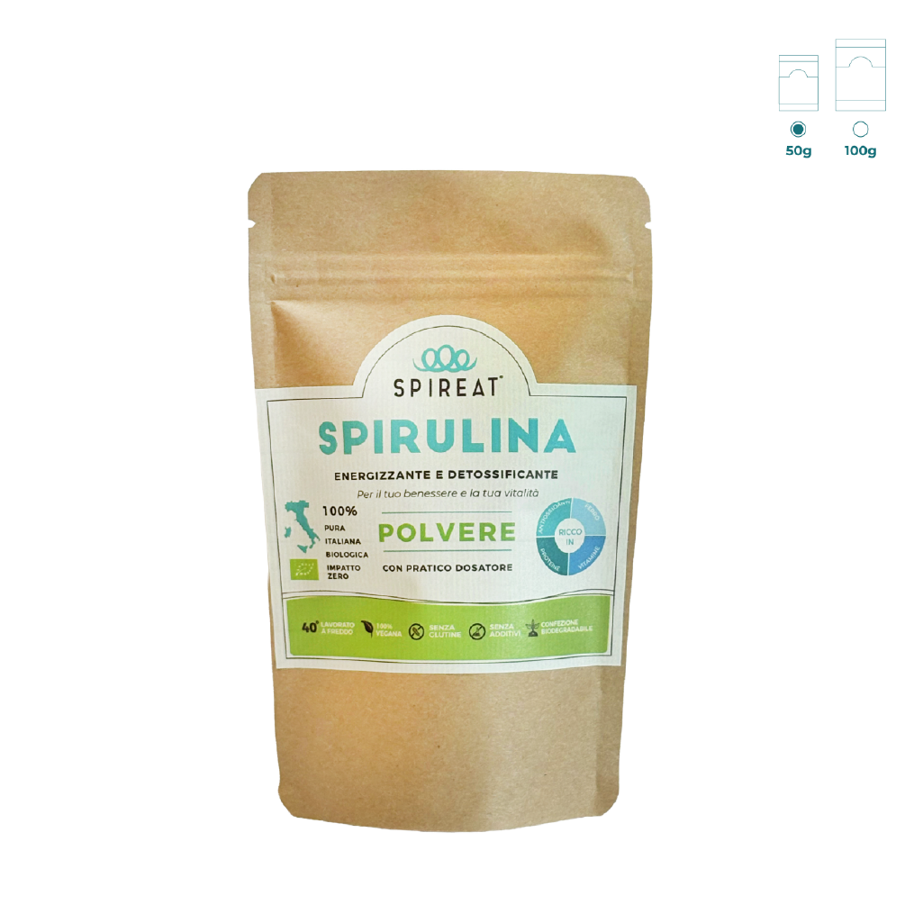 Spireat Spirulina Italiana Biologica Pura polvere 100 g lenta