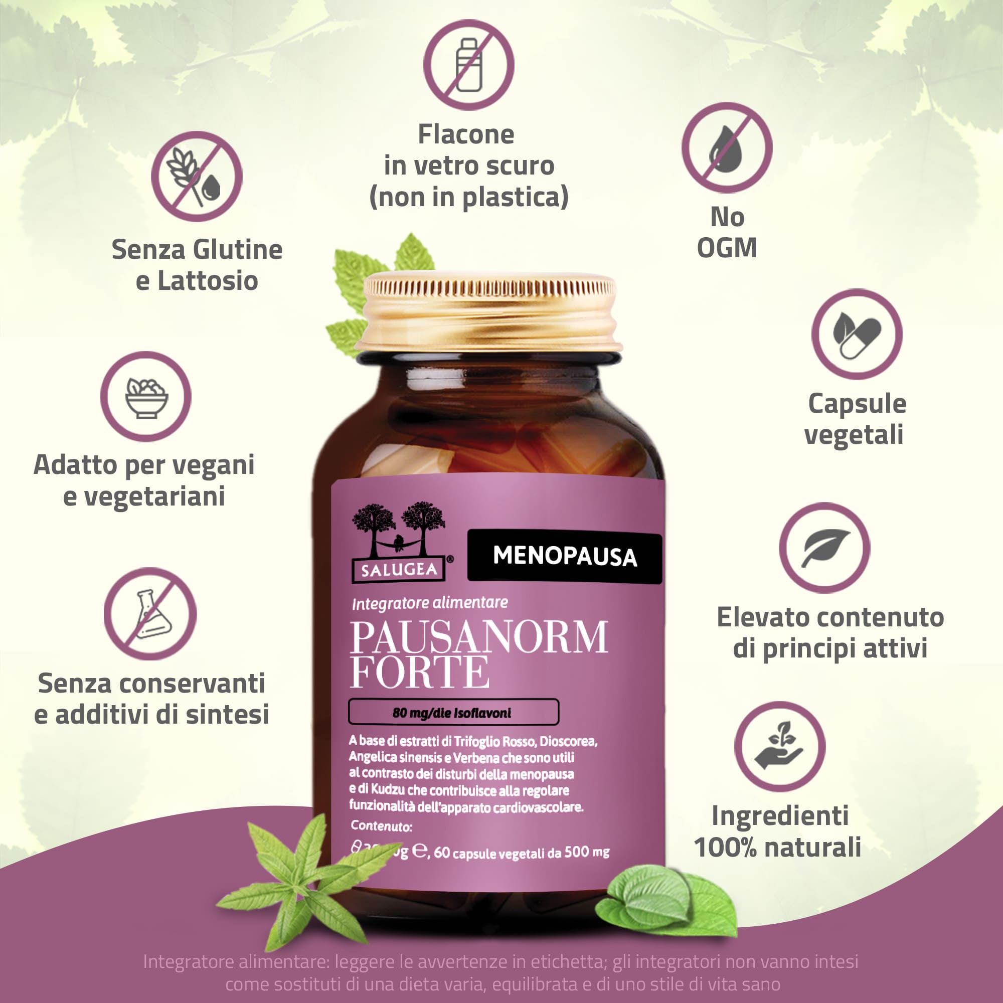 Salugea Pausanorm Forte integratore menopausa senza soia 1 confezione