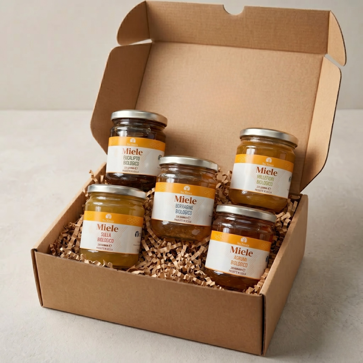 Teo Natura Miele Biologico Box Siciliano 5x250g Degustazione