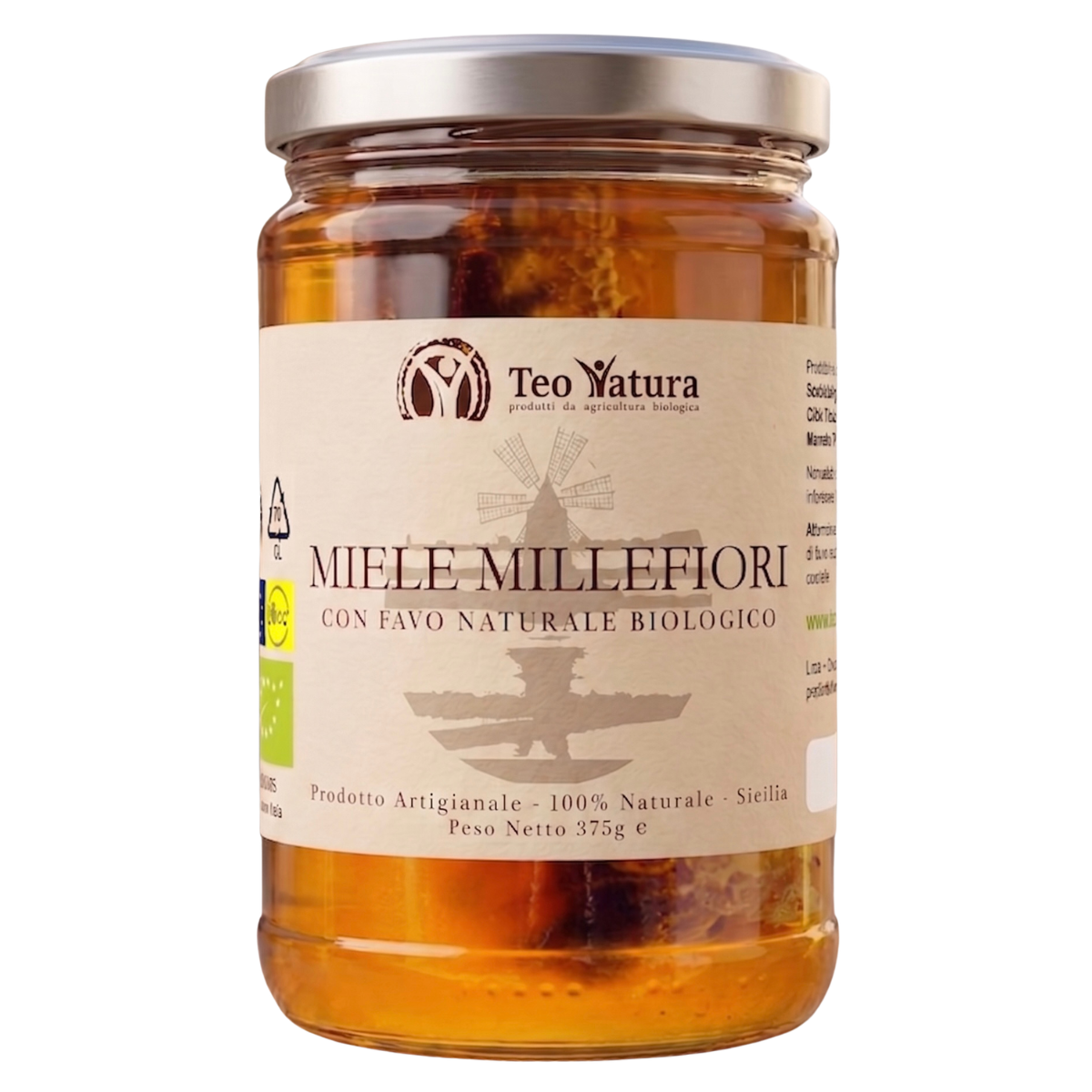 Teo Natura Miele Biologico Millefiori con Favo 375g