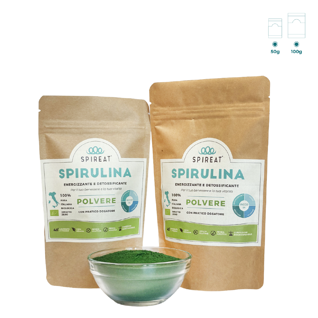 Spireat Spirulina Italiana Biologica Pura polvere bio 50 g energia