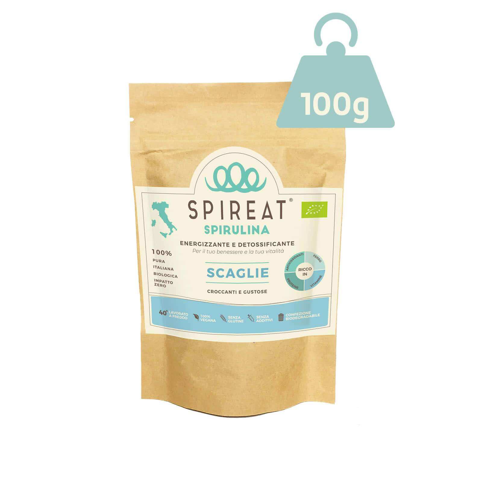 Spireat Spirulina Italiana Biologica scaglie energia 100 g