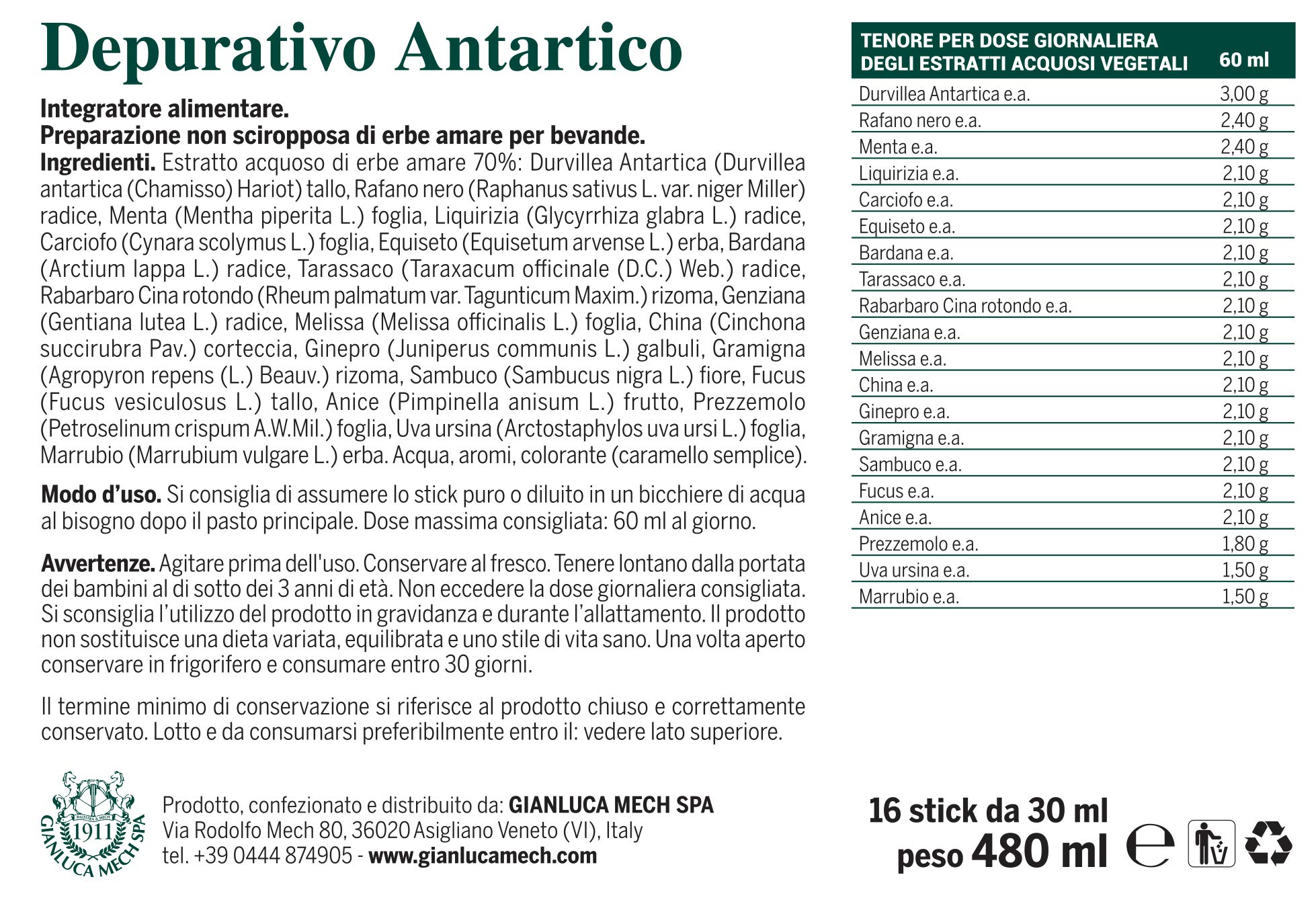 Gianluca Mech Decottopia Antartico Depurativo 16 Stick 30 ml