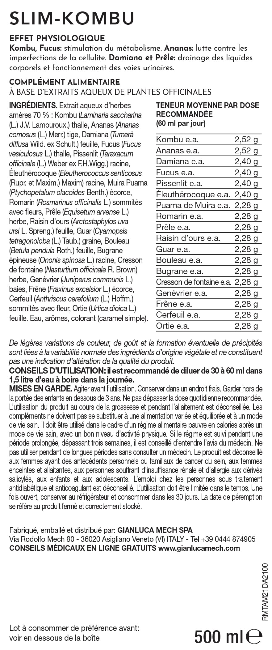 Gianluca Mech Decottopia Slim-Kombu Integratore 500 ml Classico