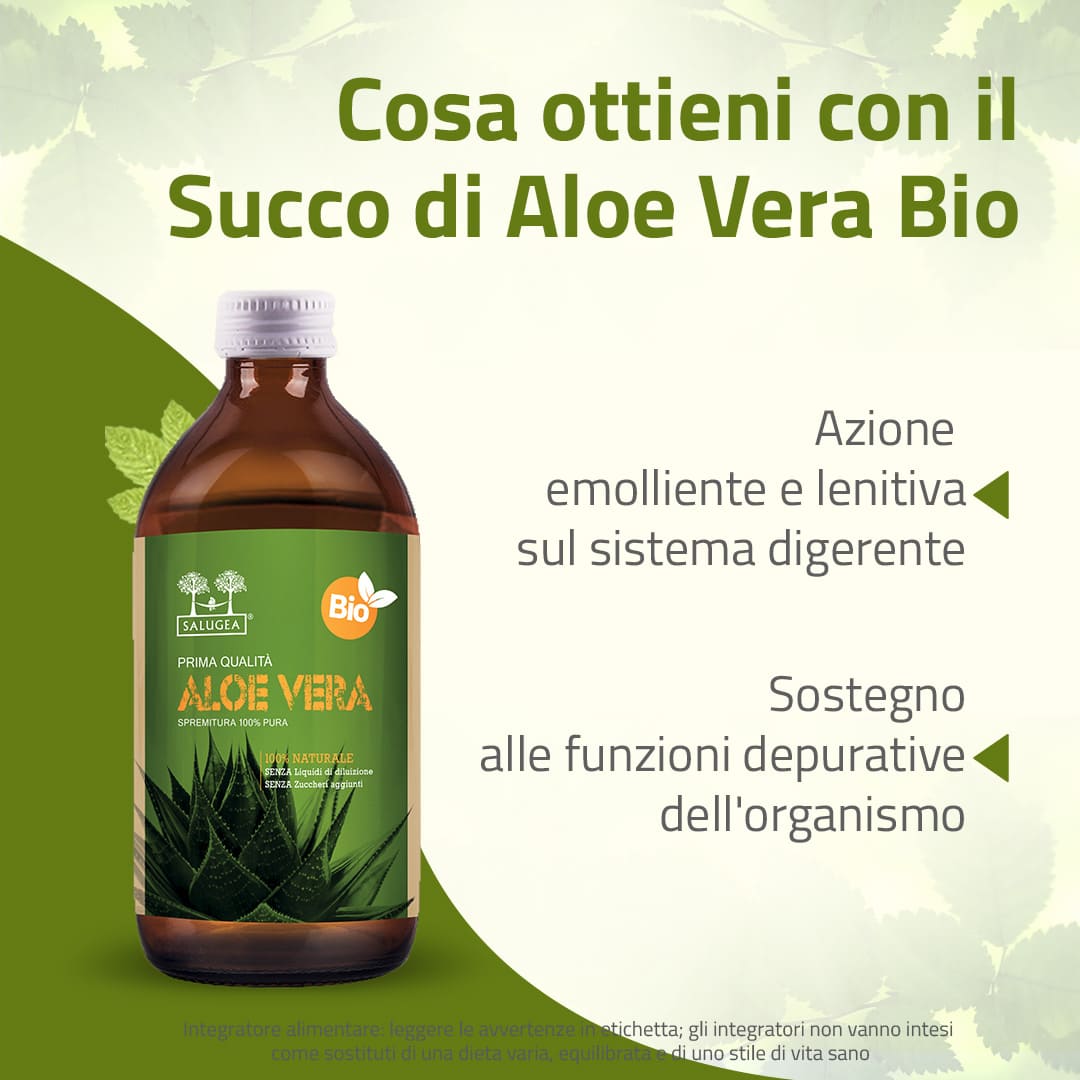 Salugea Succhi Biologici Succo di Aloe Vera Bio 1 flacone depurativo