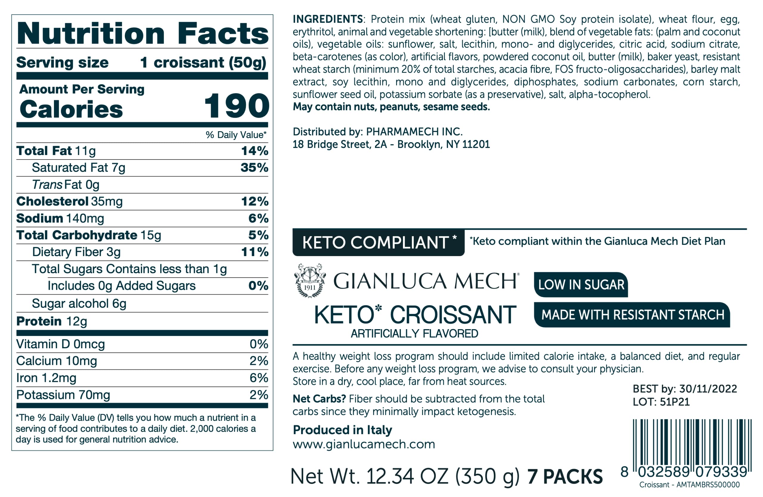 Gianluca Mech Tisanoreica Keto Croissant 7x50g Proteico