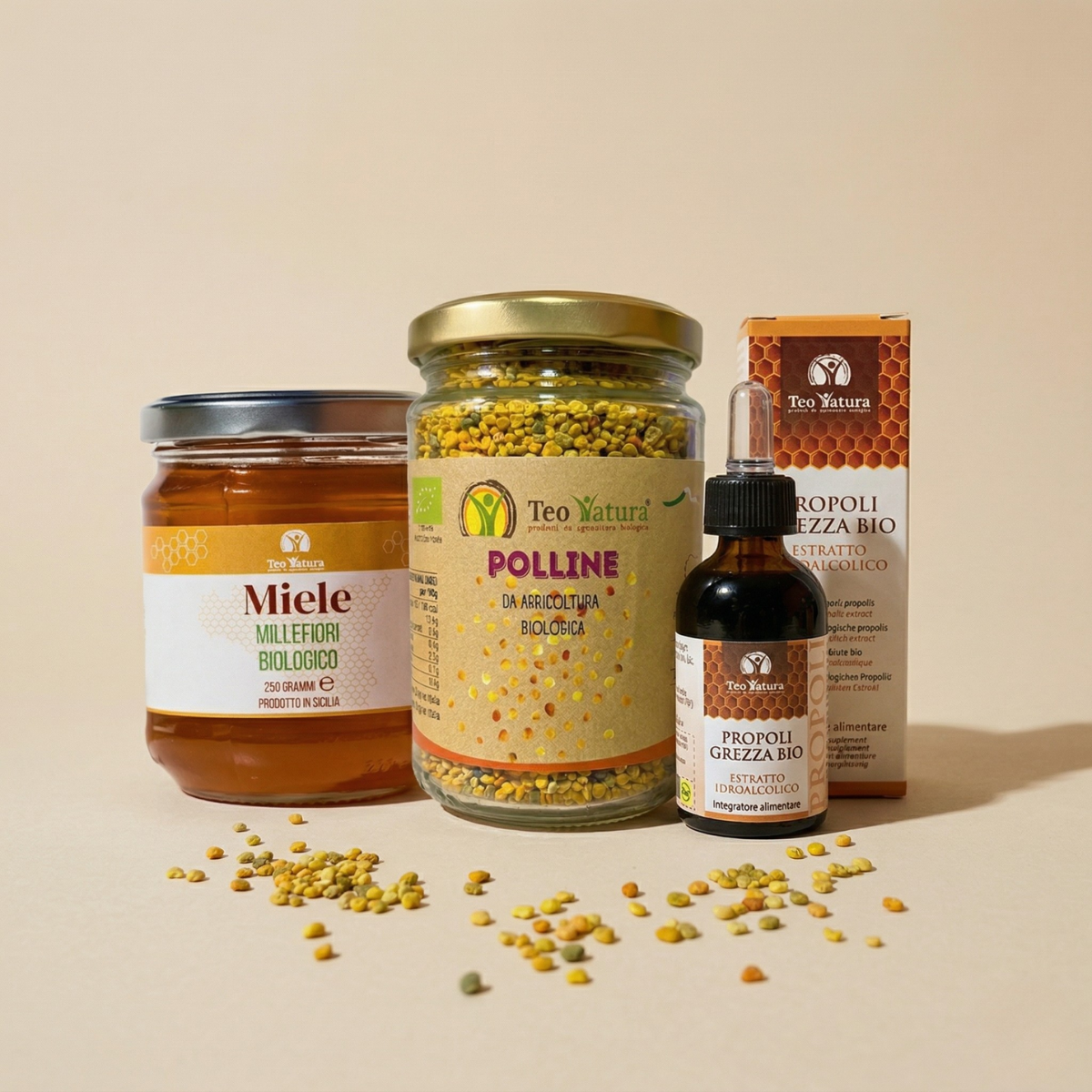 Teo Natura Miele Biologico Set Miele Polline Propoli Bio