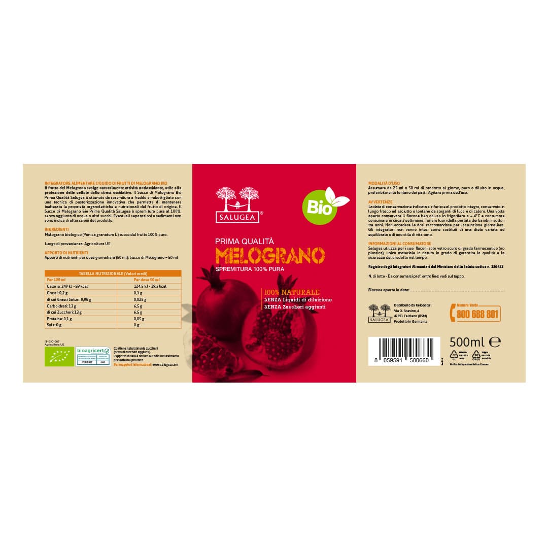 Salugea Succo di Melograno Bio succo 1 flacone antiossidante