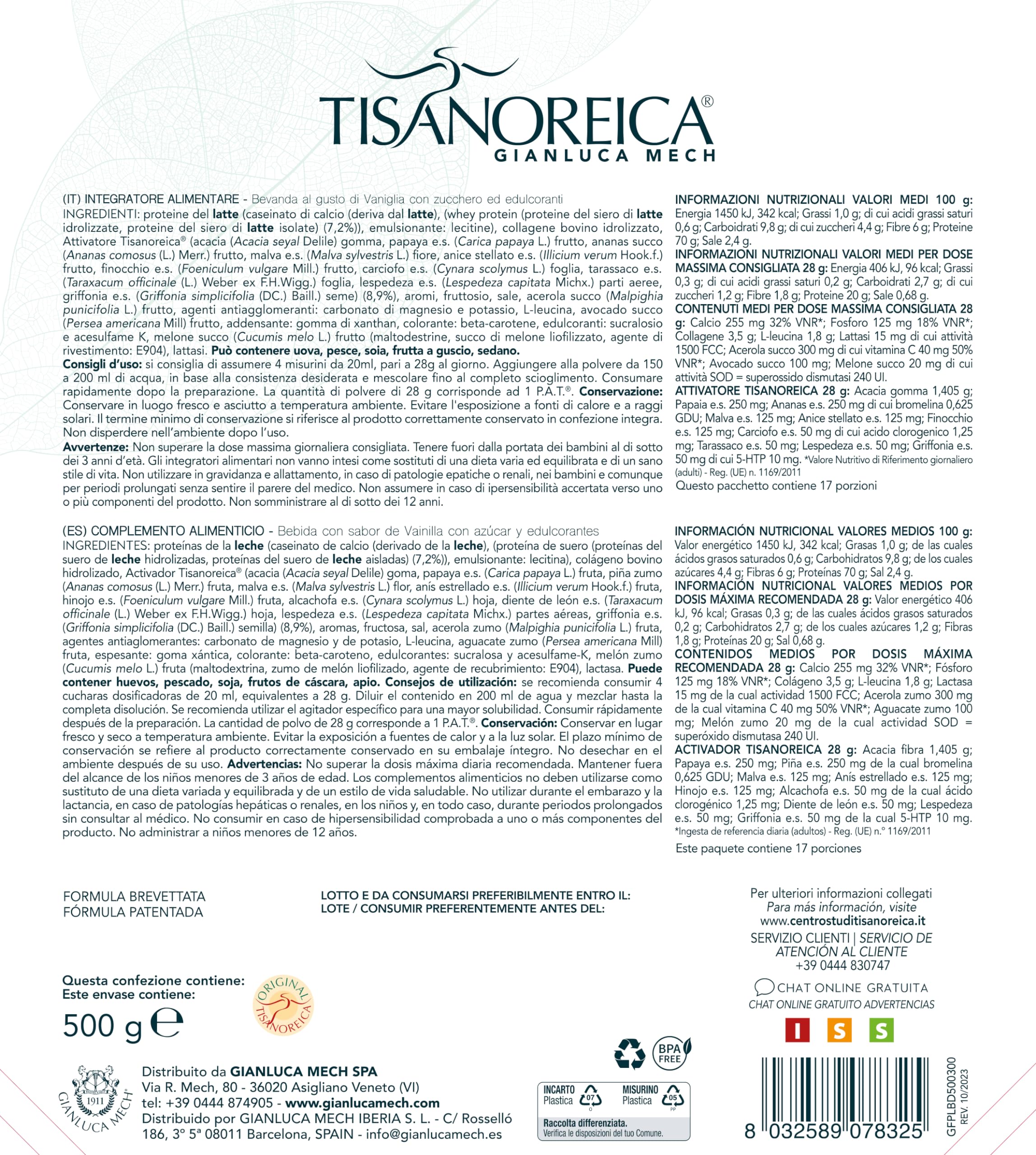 Gianluca Mech Tisanoreica Bevanda Proteica Vaniglia 500g keto