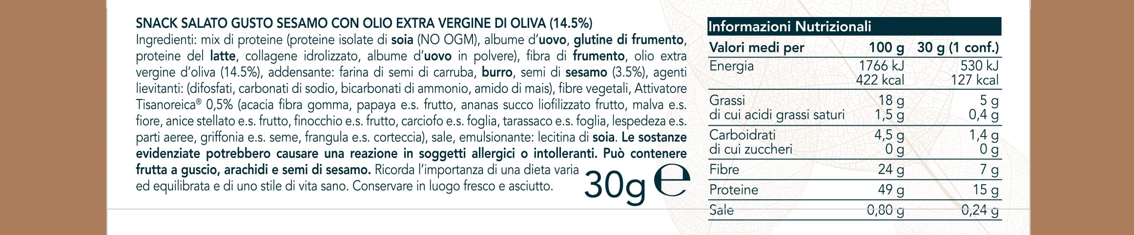 Gianluca Mech Tisanoreica Snack Sesamo Proteico 1 PAT