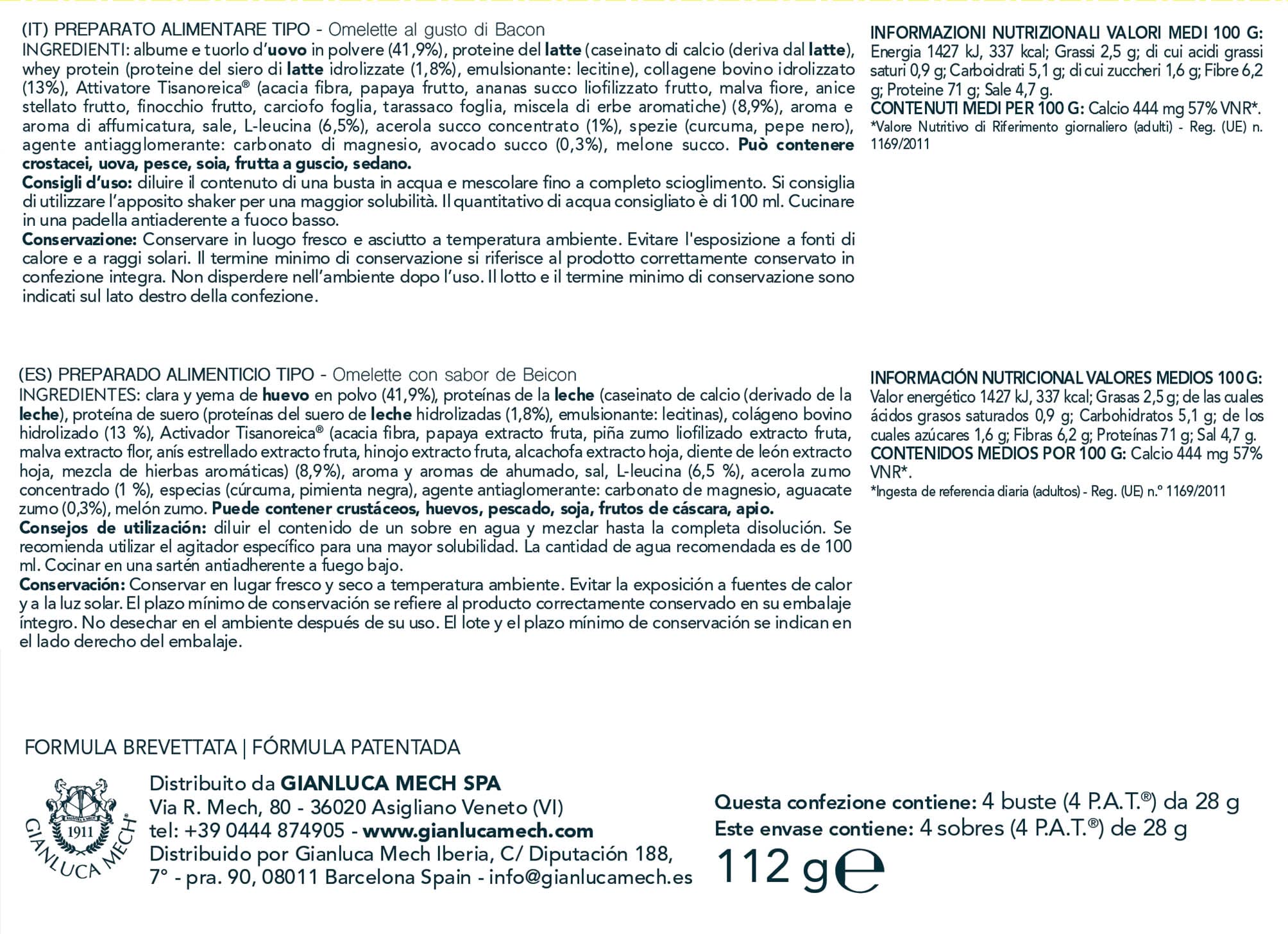 Gianluca Mech Tisanoreica Omelette bacon proteica 112 g