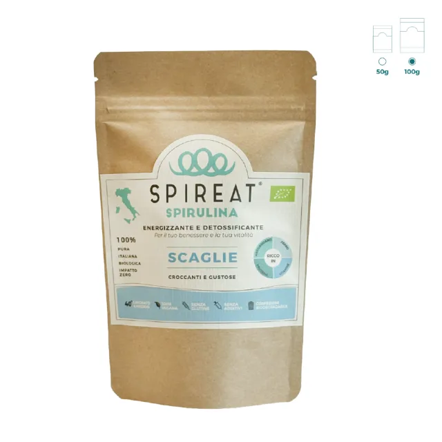 Spireat Spirulina Italiana Biologica scaglie energia 100 g