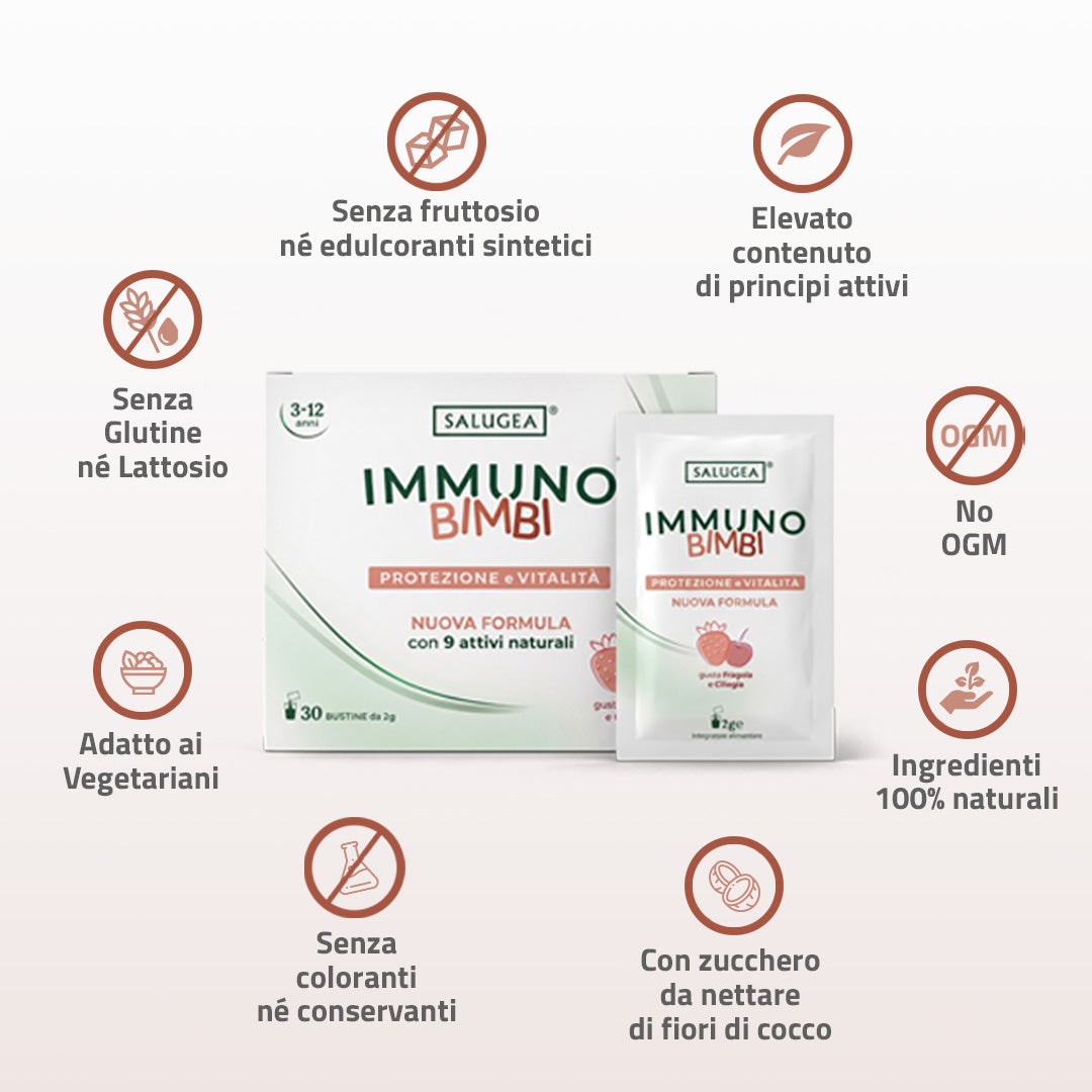 Salugea Immuno Bimbi integratore bambini 30 bustine fragola