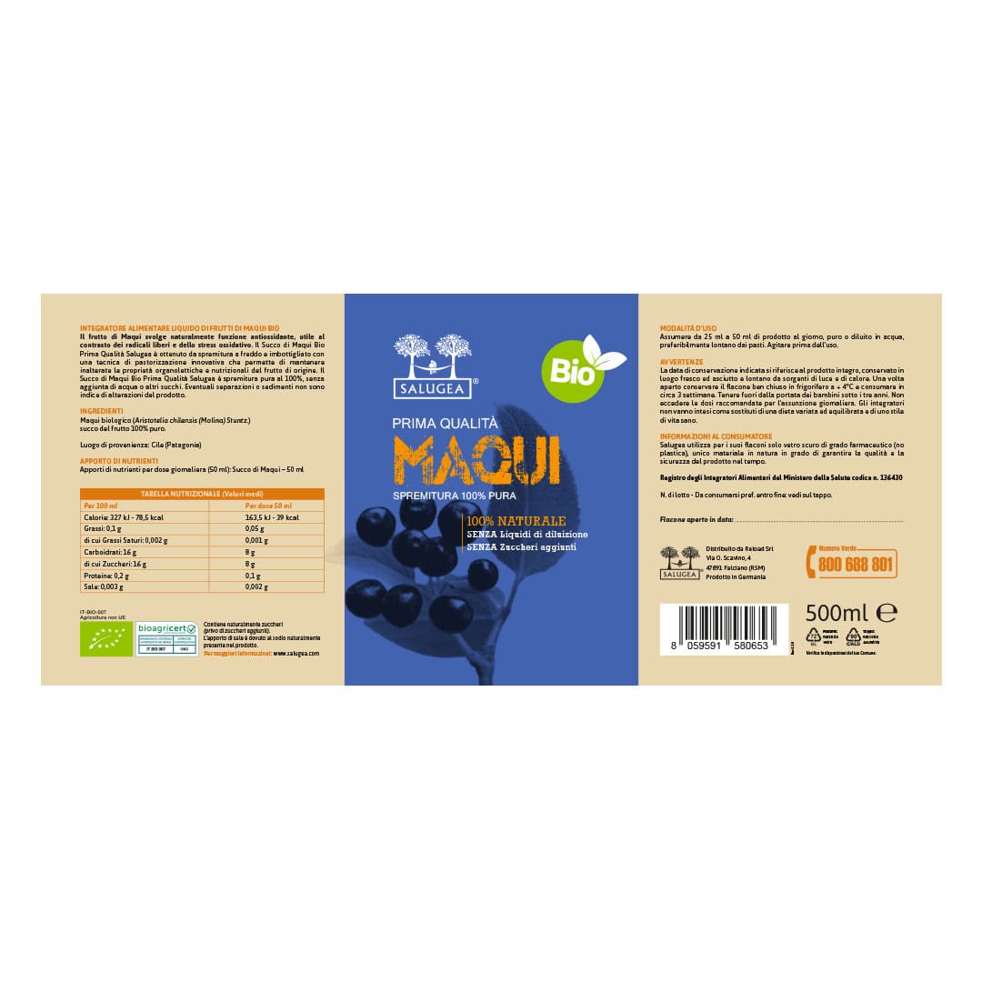 Salugea Succo di Maqui Bio succo 1 flacone antiossidante