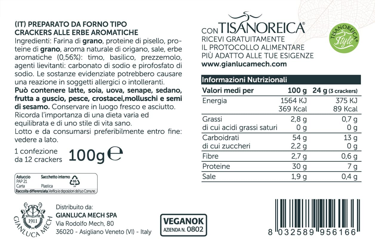 Gianluca Mech Tisanoreica Crackers Erbe Aromatiche preparato 100 g