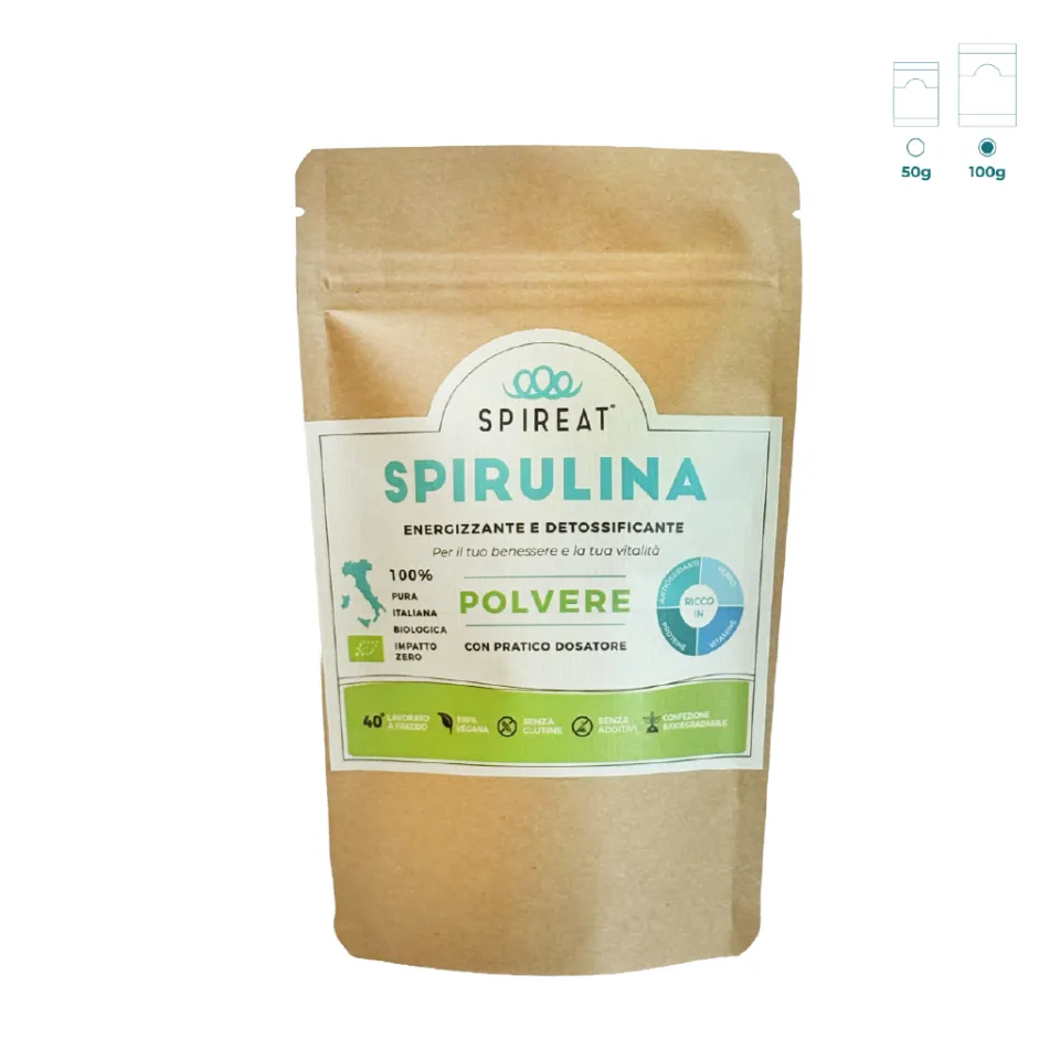 Spireat Spirulina Italiana Biologica Pura polvere 100 g lenta