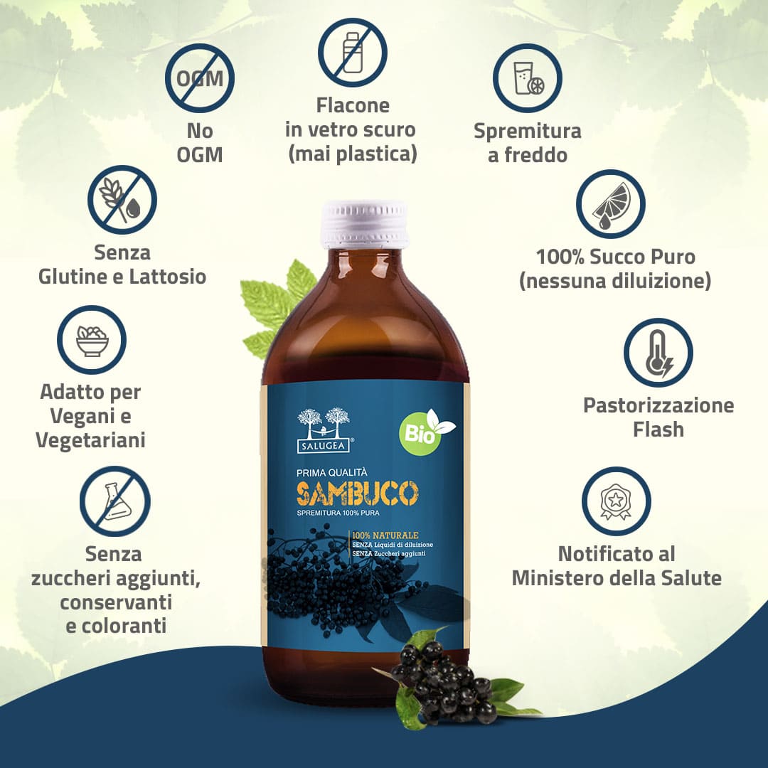 Salugea Succhi Biologici Sambuco Bio succo 1 flacone difese
