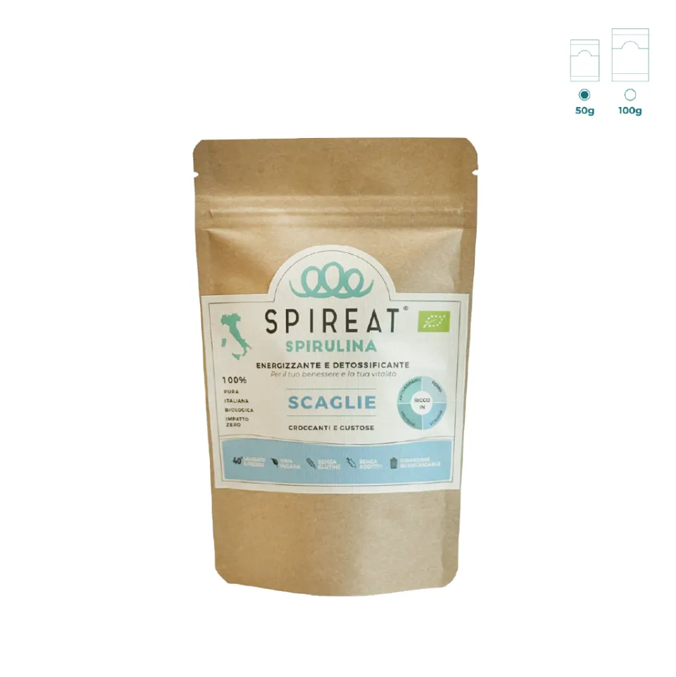 Spireat Spirulina Italiana Biologica Scaglie 100g pura raw