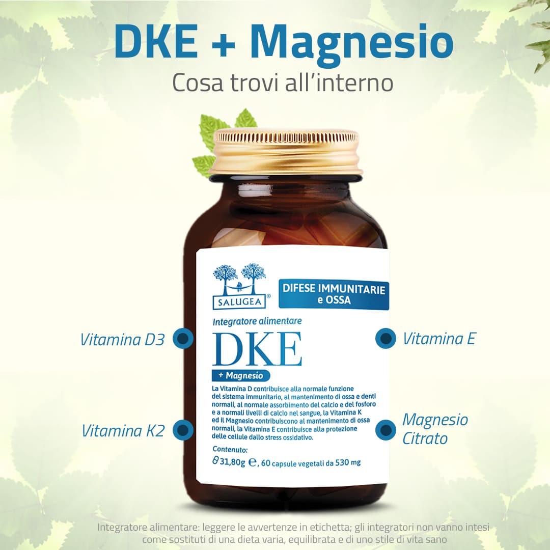 Salugea Difese immunitarie DKE + Magnesio integratore 1 confezione ossa