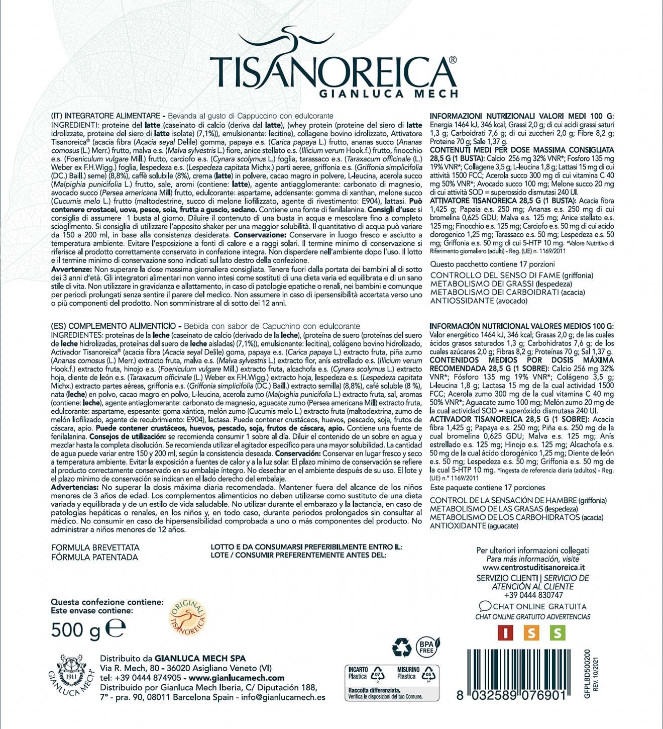 Gianluca Mech Tisanoreica Bevanda Proteica Cappuccino polvere 500 g