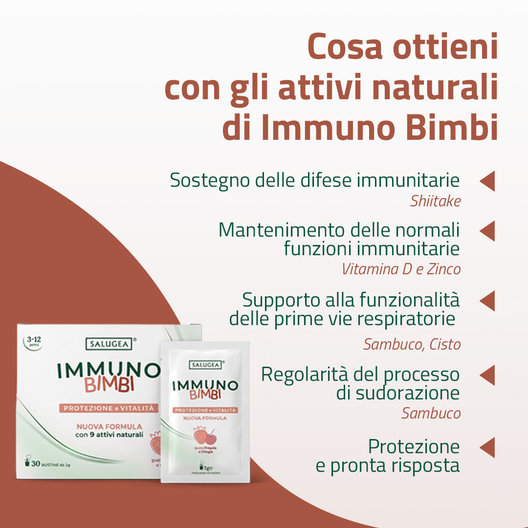 Salugea Immuno Bimbi integratore bambini 30 bustine fragola