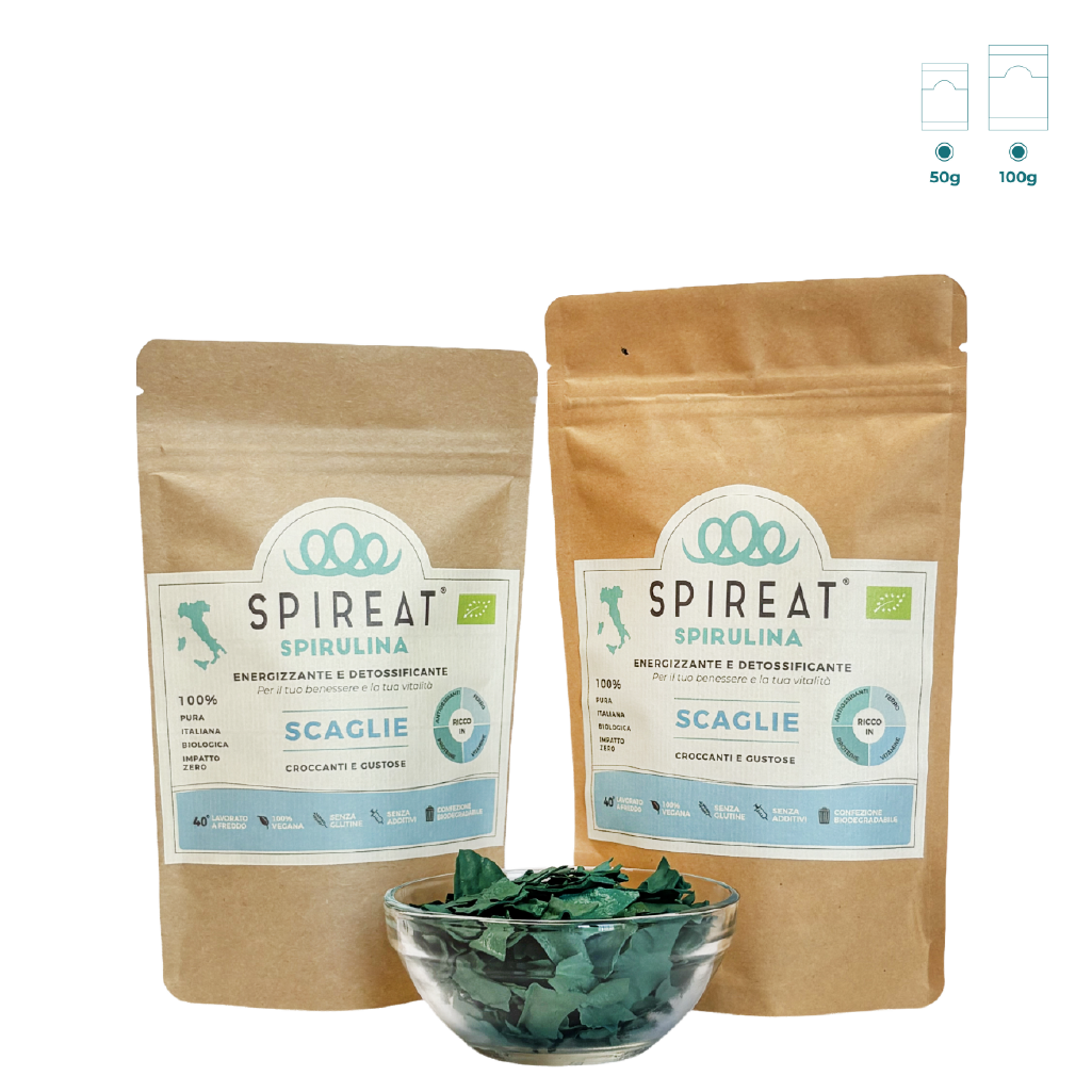Spireat Spirulina Italiana Biologica Scaglie 100g pura raw