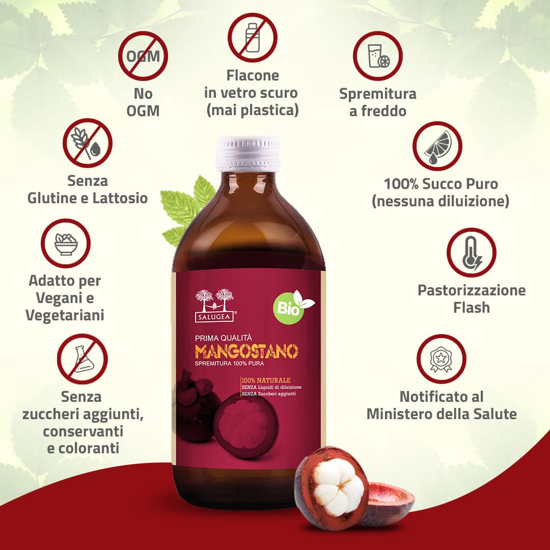 Salugea Succo di Mangostano Bio succo 1 flacone antiossidante