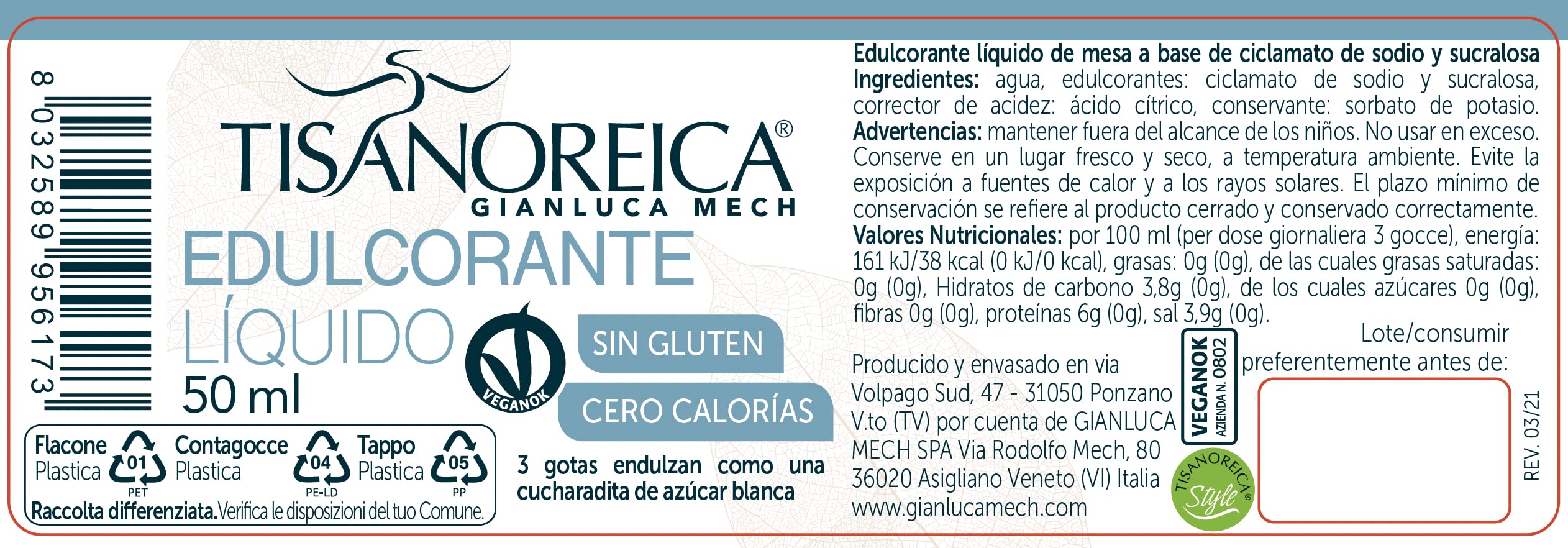 Gianluca Mech Tisanoreica Dolcificante Liquido 50 ml