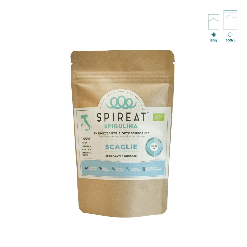 Spireat Spirulina Italiana Biologica Scaglie 100g pura raw