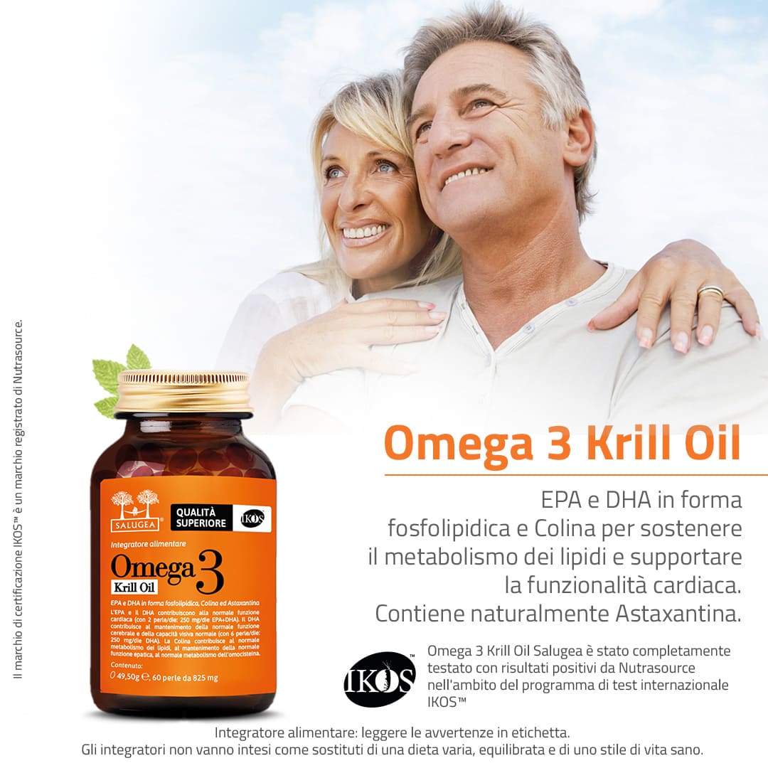 Salugea Omega 3 Krill Oil integratore cuore 1 confezione EPA DHA