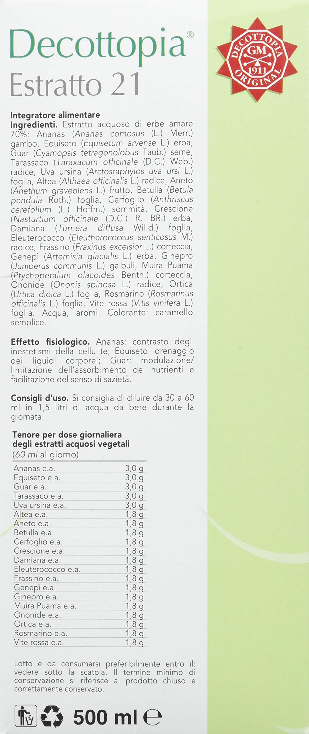 Gianluca Mech Decottopia Estratto 21 integratore snellente 500 ml