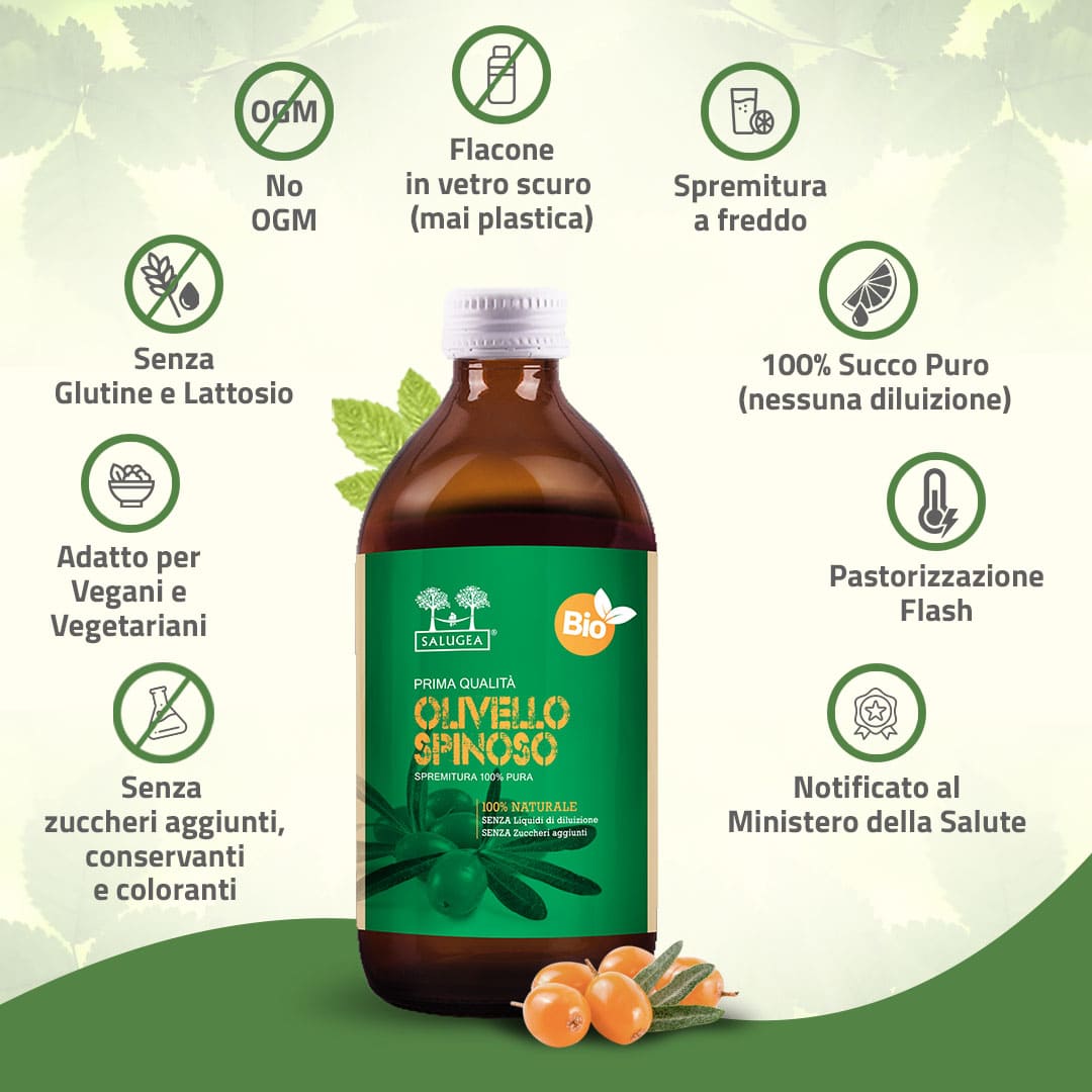 Salugea Succhi Biologici Olivello Spinoso Bio succo 1 flacone energia