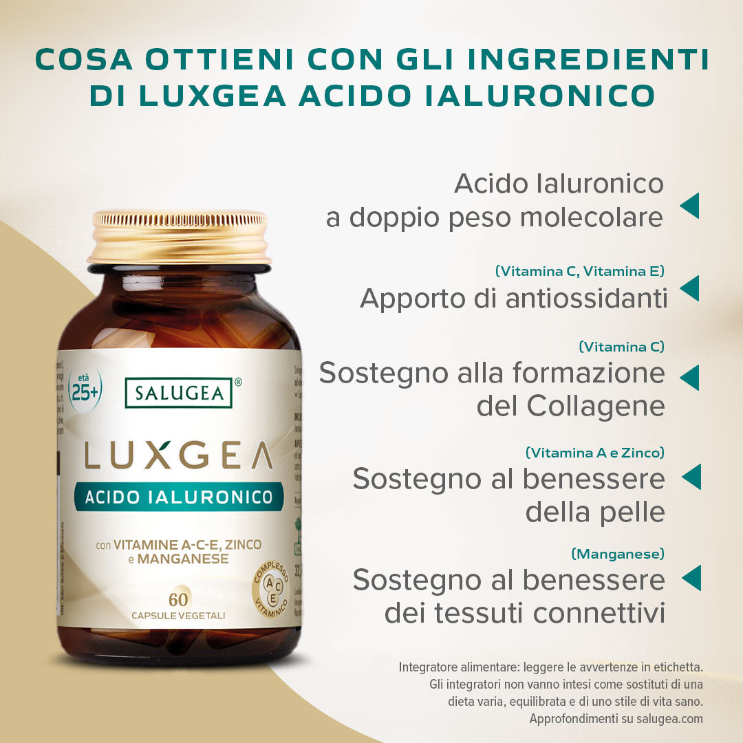 Salugea LuxGea Acido Ialuronico integratore 1 confezione idratante