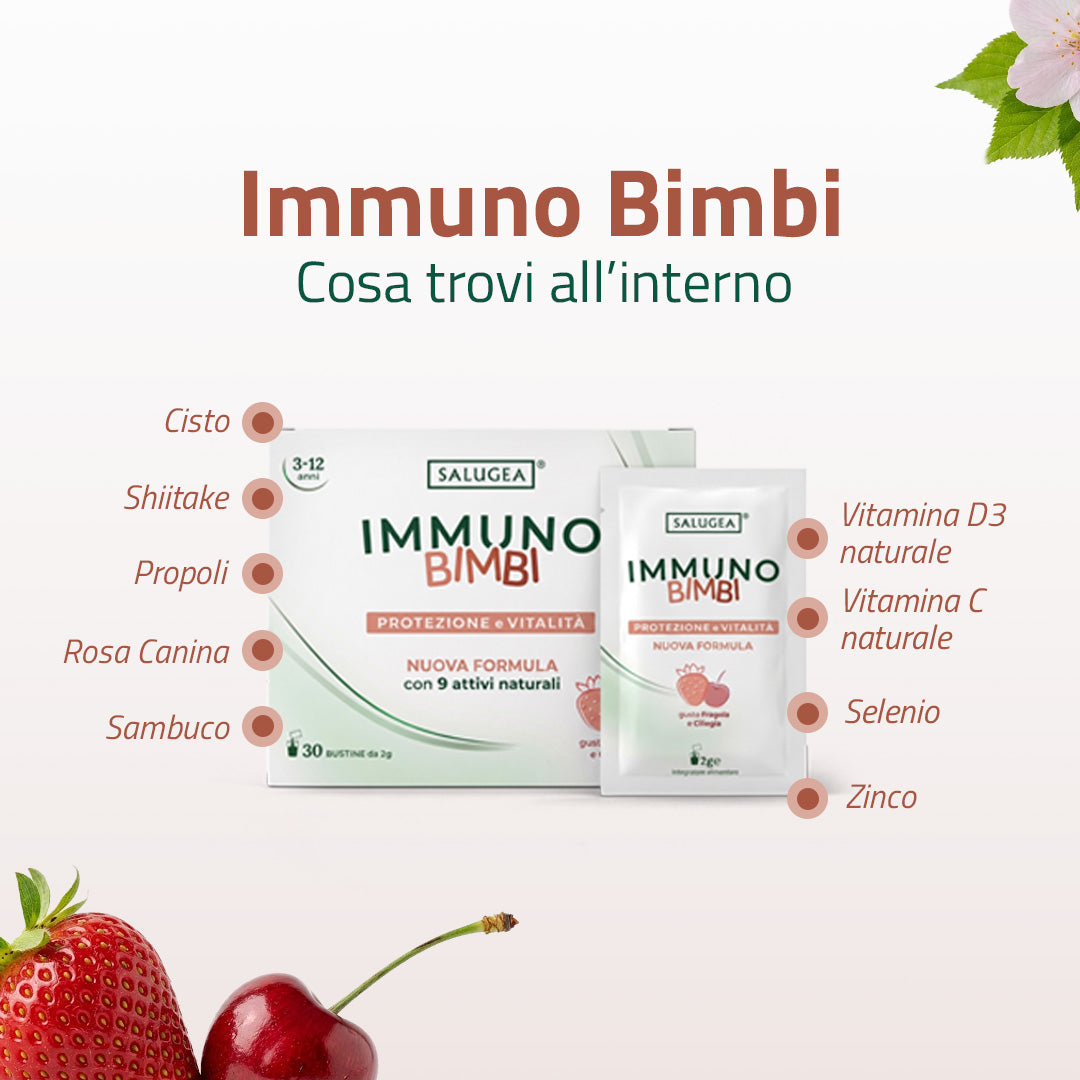 Salugea Immuno Bimbi integratore bambini 30 bustine fragola
