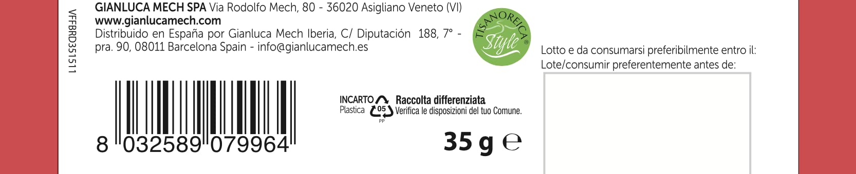 Gianluca Mech Tisanoreica Barretta 35g nocciola fondente