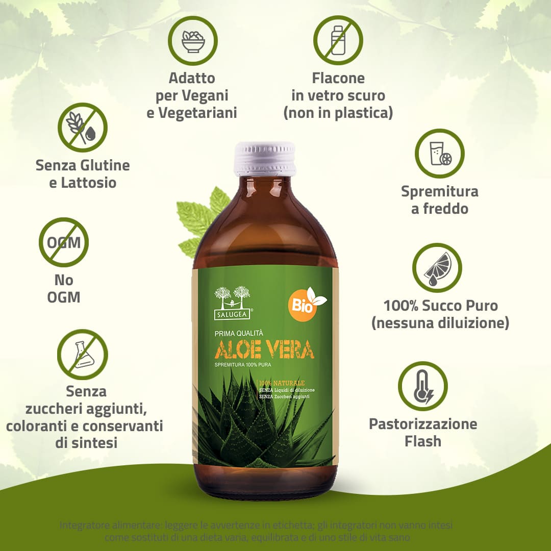 Salugea Succhi Biologici Succo di Aloe Vera Bio 1 flacone depurativo