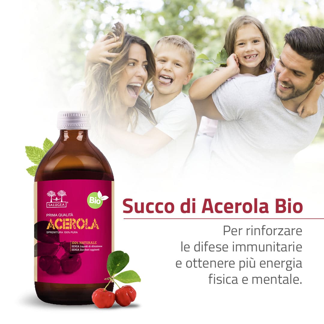 Salugea Succhi Acerola Bio succo 1 flacone vitamina C naturale