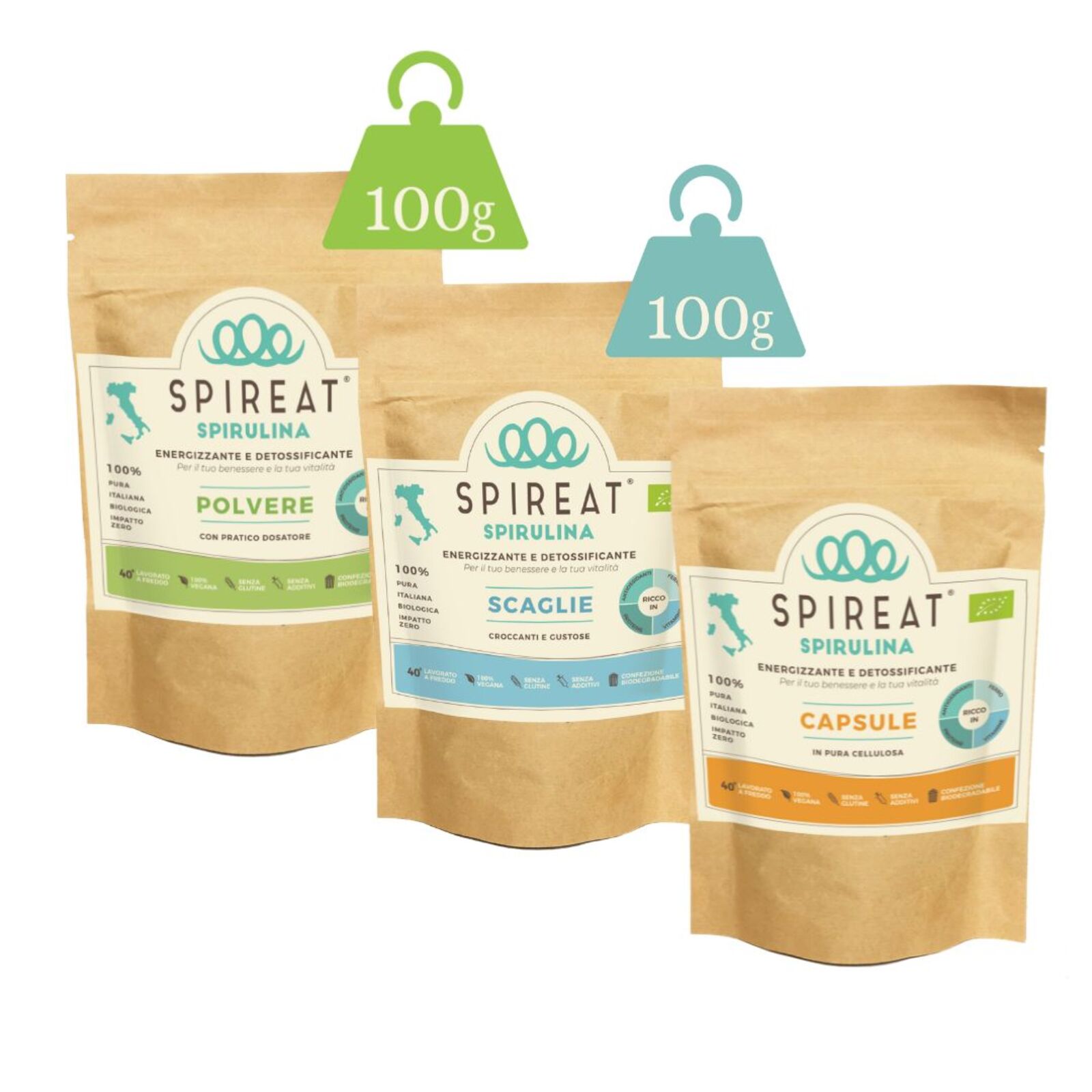 Spireat Percorsi Spirulina unghie e pelle integratore collagene