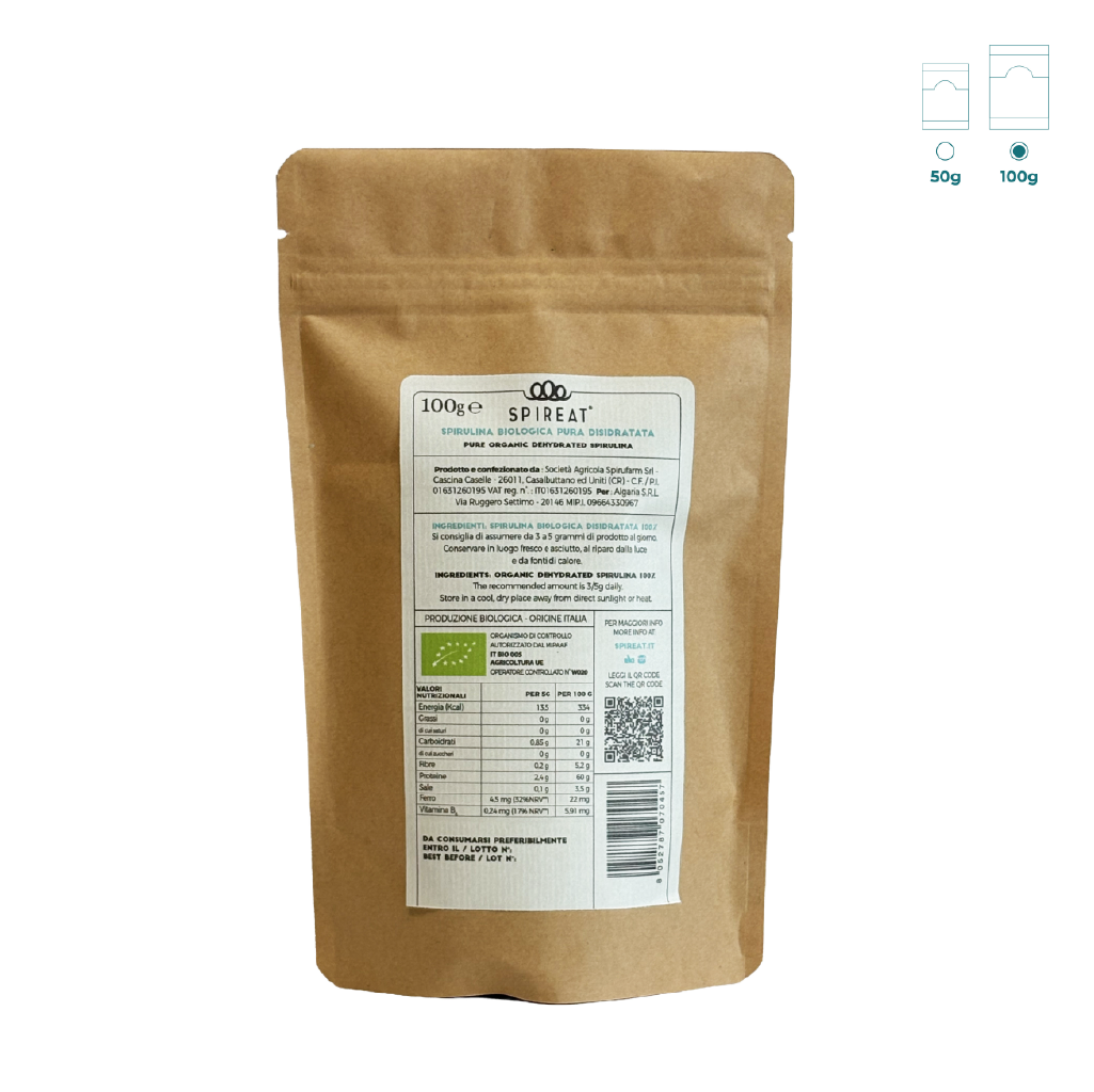 Spireat Spirulina Italiana Biologica polvere 50 g pura